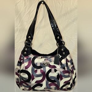 Coach Maggie Black and Purple  Shoulder Bag